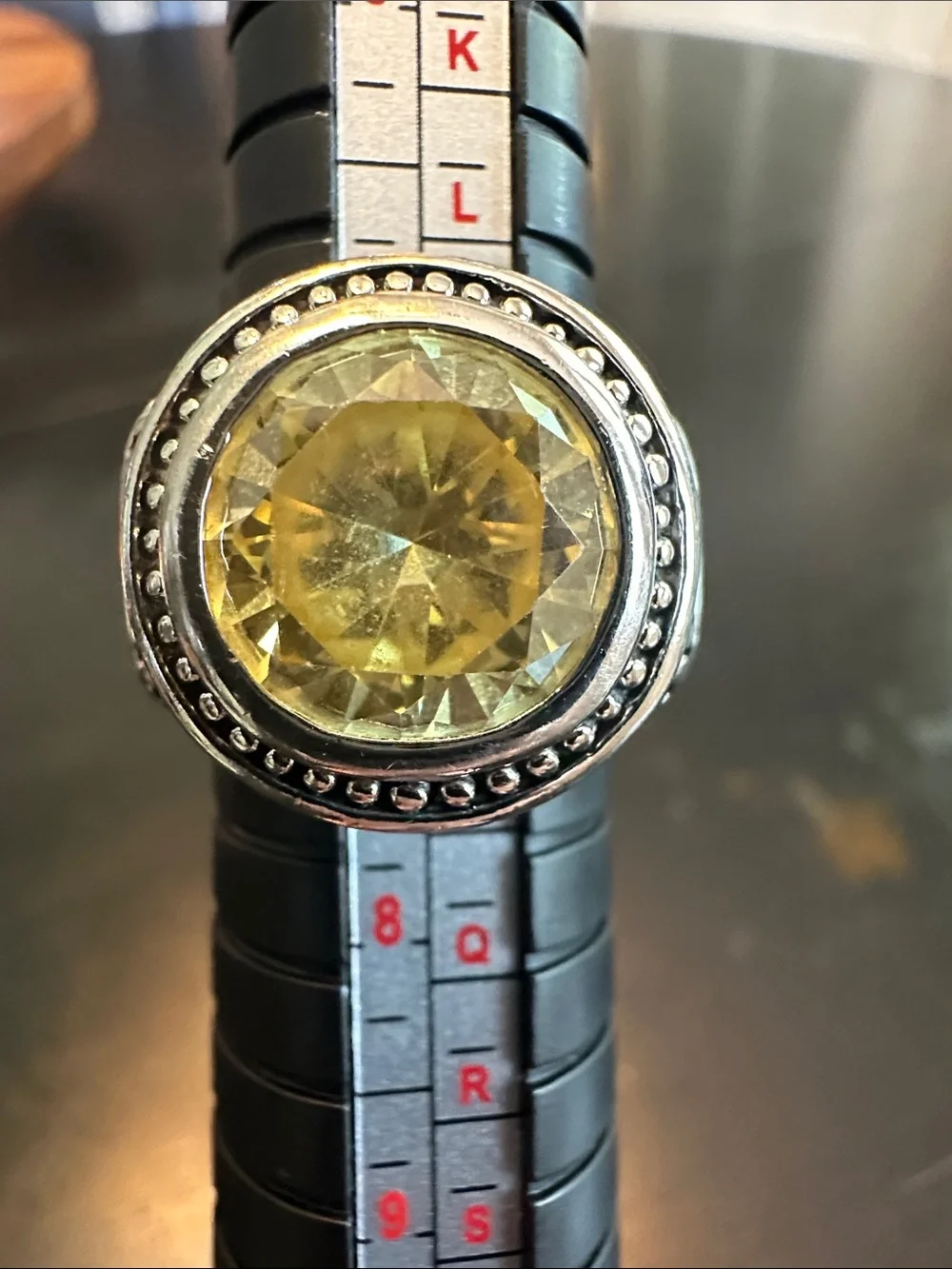 Premier Design “Lemon Luxe” (Vintage) Large Yellow Crystal Statement Ring-size 7
